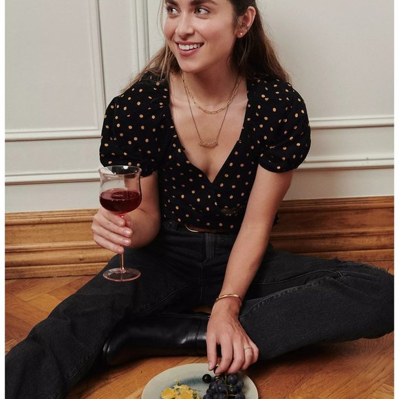 [NWT] Madewell Corduroy Wrap Top in Dot - Picture 1 of 5